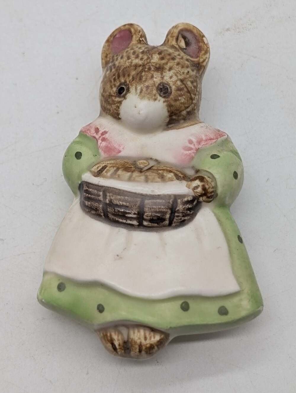 Vintage Ceramic Mouse Refrigerator Magnet Japan Country Cottagecore